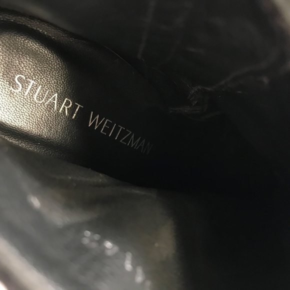 Stuart Weitzman Velvet Grandy Pane Boots Booties Womens 8 Gray Heels Pointed Toe - Picture 10 of 12